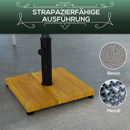 Sonnenschirmständer, 25 kg verstellbar, Holzoptik, gelb