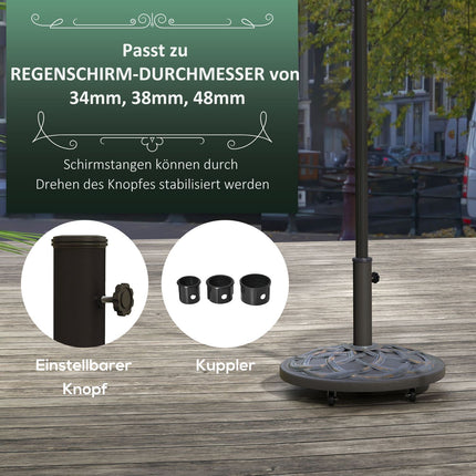 Umbrella stand with wheels, adjustable, 25 kg, bronze