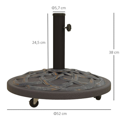 Umbrella stand with wheels, adjustable, 25 kg, bronze