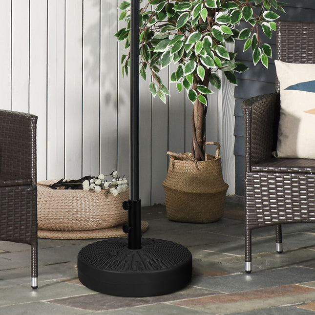 Sonnenschirmständer 29 kg, schwarz, Rattan-Optik, passend für Ø38/48 mm Stangen