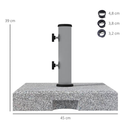 Sonnenschirmständer aus Granit mit Rollen, 38,5 kg, passend für Ø 32-48 mm