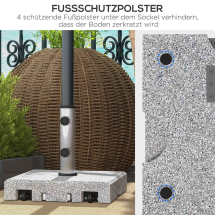 Sonnenschirmständer aus Granit mit Rollen, 38,5 kg, passend für Ø 32-48 mm