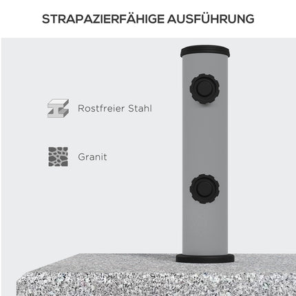 Sonnenschirmständer aus Granit mit Rollen, 38,5 kg, passend für Ø 32-48 mm