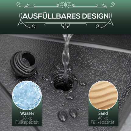 Sonnenschirmständer 40 kg für 38/48 mm Stangen, mit Wasser/Sand befüllbar
