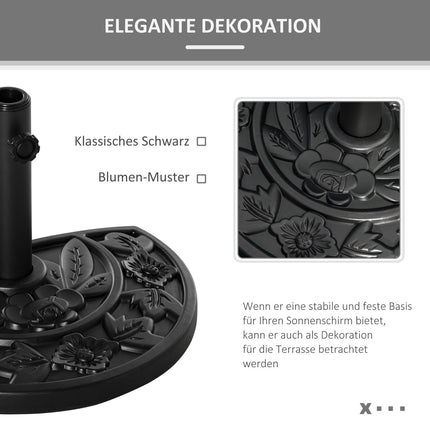 Sonnenschirmständer 9 kg, Blumendesign, Ø35/38/48 mm
