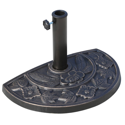 Semi-round parasol base – Resin & Steel, Bronze 50x31x32cm