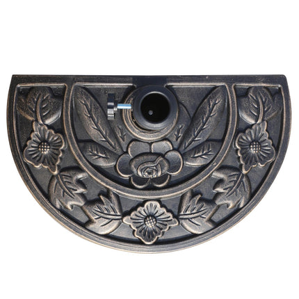 Semi-round parasol base – Resin & Steel, Bronze 50x31x32cm