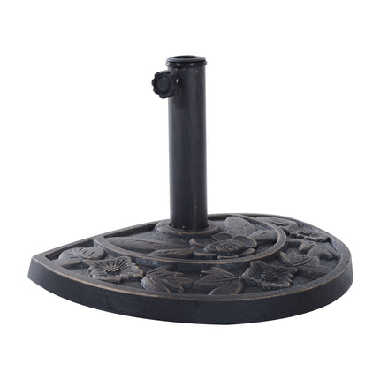 Semi-round parasol base – Resin & Steel, Bronze 50x31x32cm