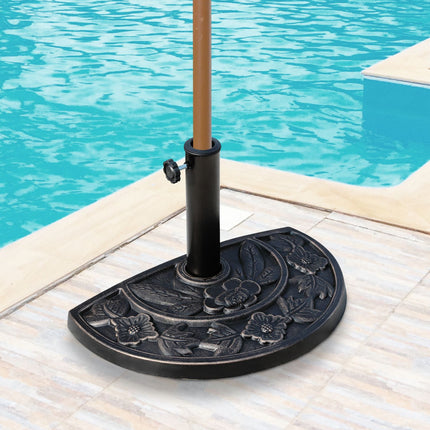 Semi-round parasol base – Resin & Steel, Bronze 50x31x32cm