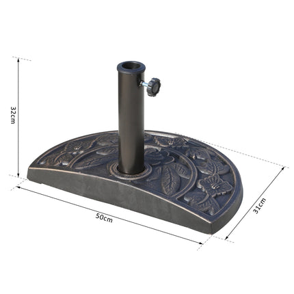 Semi-round parasol base – Resin & Steel, Bronze 50x31x32cm