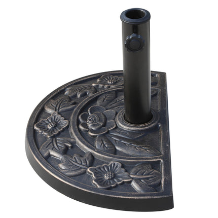 Semi-round parasol base – Resin & Steel, Bronze 50x31x32cm