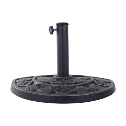 Semi-round parasol base – Resin & Steel, Bronze 50x31x32cm