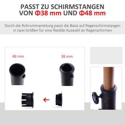 Schirmständer aus schwarzem Kunstharz, 15 kg, passend für Ø38/48 mm