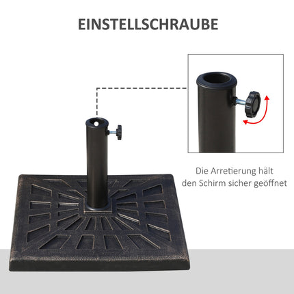 Schirmständer aus schwarzem Kunstharz, 15 kg, passend für Ø38/48 mm