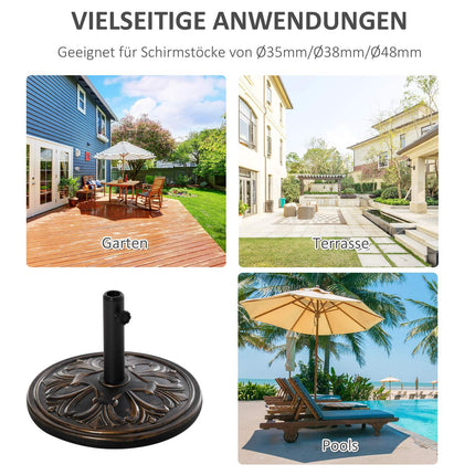 Antiker Bronze-Schirmständer, 13 kg, passend für Stangen von Ø35-48mm