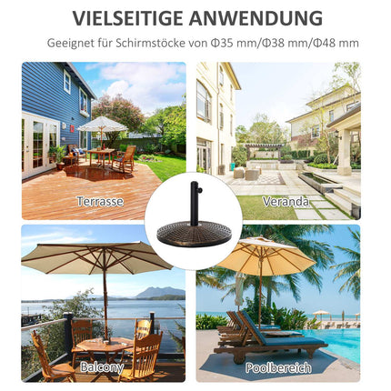 Hochbelastbarer Sonnenschirmständer in Rattan-Optik, 25 kg, Ø53 x 40 cm