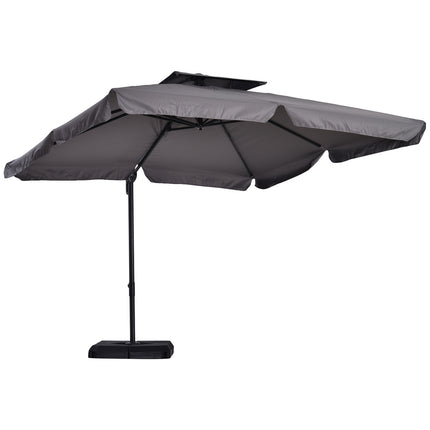 Parasol déporté, UV50+, Roma avec pied et 4 lests, housse de protection incluse, aluminium, 270 x 270 x 260 cm