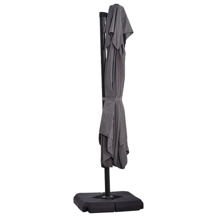 Parasol déporté, UV50+, Roma avec pied et 4 lests, housse de protection incluse, aluminium, 270 x 270 x 260 cm