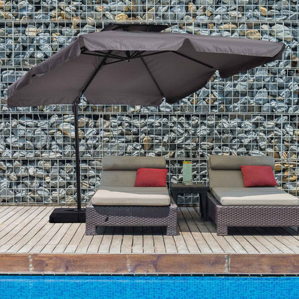 Parasol déporté, UV50+, Roma avec pied et 4 lests, housse de protection incluse, aluminium, 270 x 270 x 260 cm