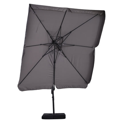 Parasol déporté, UV50+, Roma avec pied et 4 lests, housse de protection incluse, aluminium, 270 x 270 x 260 cm