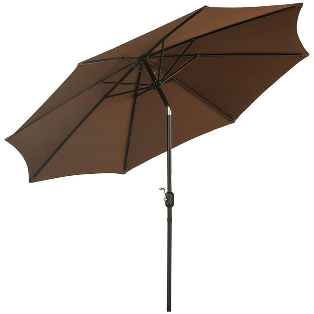 Brauner Markt-Sonnenschirm mit Kurbel, Ø2,95m, strapazierfähiges Polyester