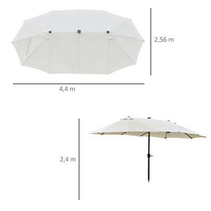 Großer ovaler Gartenschirm - 440x260cm, LED, Cremeweiß
