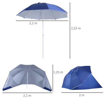 Sonnenschirm & Schutz mit Windschutz, blau, 210cm