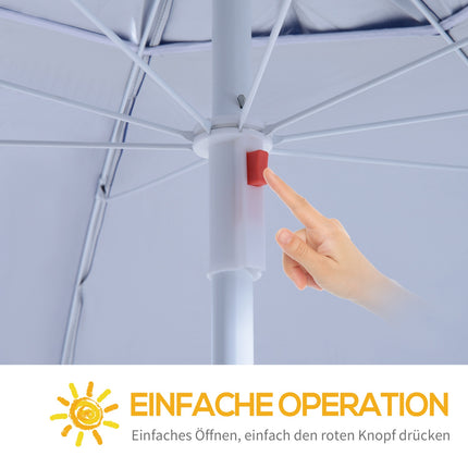 Sonnenschirm & Schutz mit Windschutz, blau, 210cm