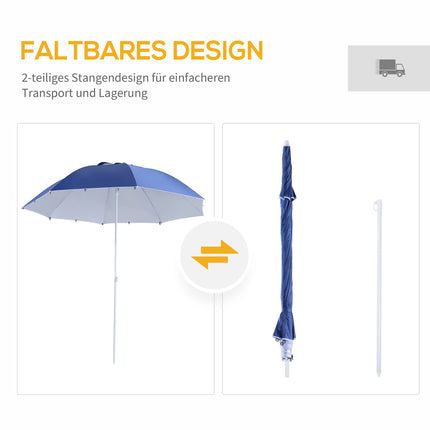 Sonnenschirm & Schutz mit Windschutz, blau, 210cm