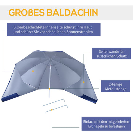 Sonnenschirm & Schutz mit Windschutz, blau, 210cm