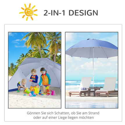 Sonnenschirm & Schutz mit Windschutz, blau, 210cm
