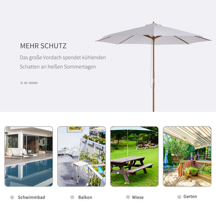 Gartenschirm 300 cm, Bambusgestell, Cremeweiß