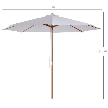 Gartenschirm 300 cm, Bambusgestell, Cremeweiß