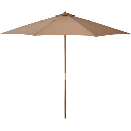 Wooden patio umbrella, 300 cm, Bamboo frame, Khaki