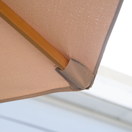 Wooden patio umbrella, 300 cm, Bamboo frame, Khaki