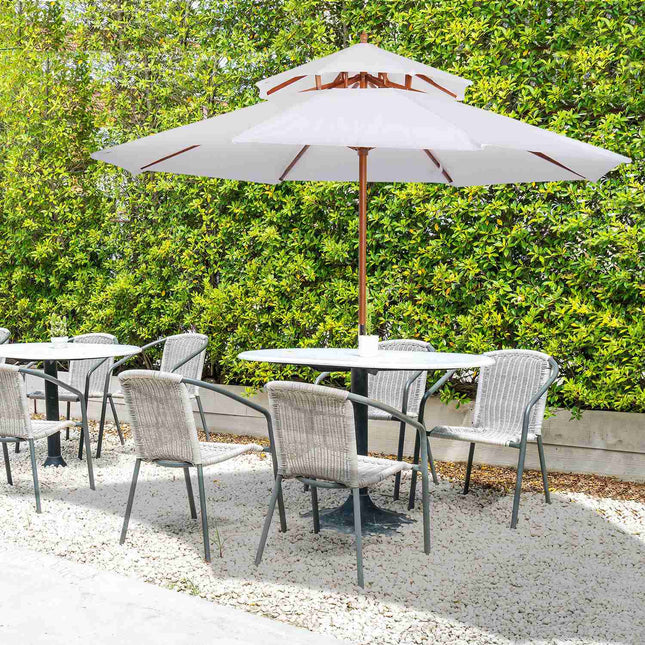Gartenschirm, Doppel-Dach, creme