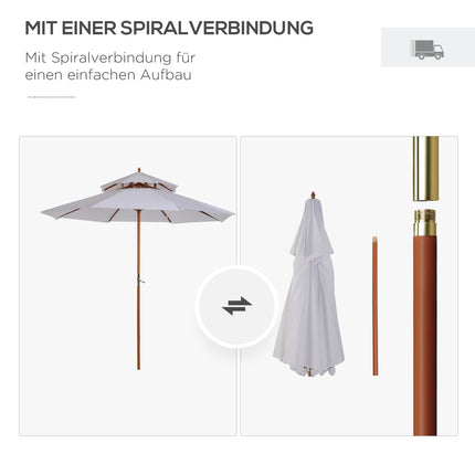Gartenschirm, Doppel-Dach, creme