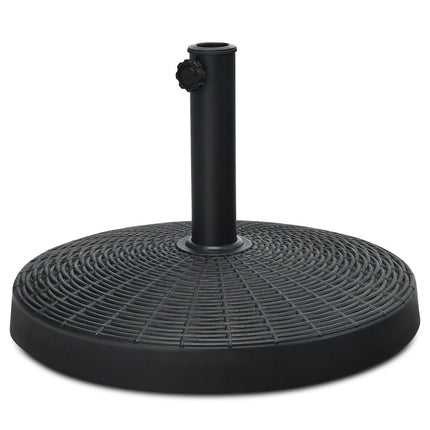 Sonnenschirmständer 22 kg Schirmständer aus Kunstharz in Rattanoptik 52 x 36 cm Schwarz