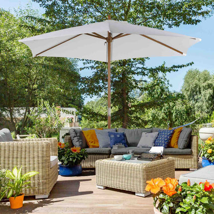 Gartenschirm, Bambus & Polyester, Ø2,5 x 2,3 m, Weiß