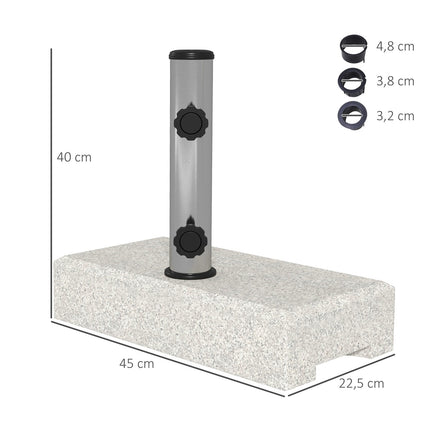 Halbrunder Sonnenschirmständer, Granit, 25 kg, für Stöcke von 32-48 mm