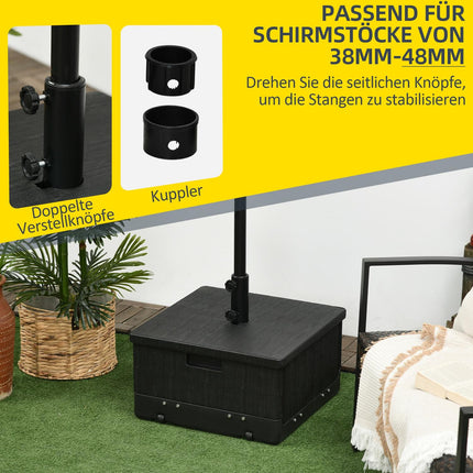Sonnenschirmfuß, 3-in-1-Tisch mit Rollen, passend für 38/48mm Stangen