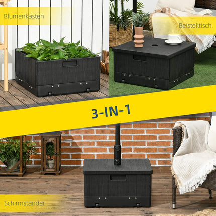 Sonnenschirmfuß, 3-in-1-Tisch mit Rollen, passend für 38/48mm Stangen