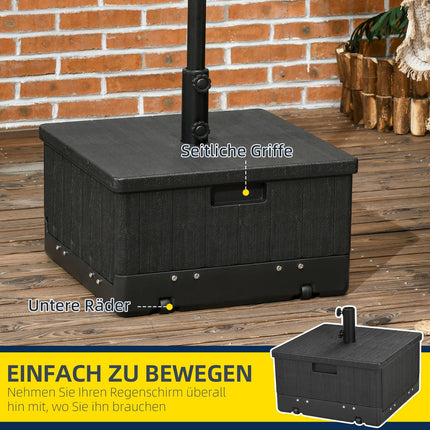 Sonnenschirmfuß, 3-in-1-Tisch mit Rollen, passend für 38/48mm Stangen