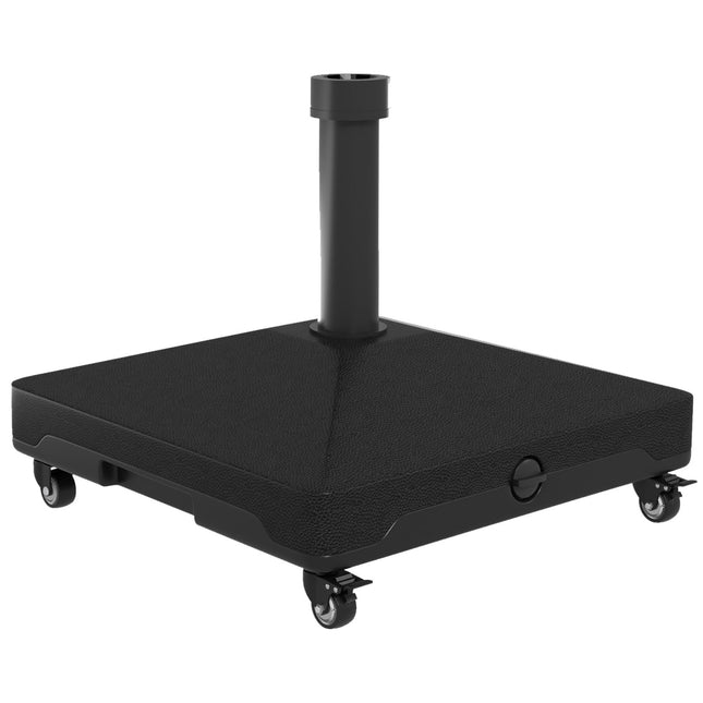 Schwarzer Sonnenschirmständer mit Rollen, 21 kg Tragkraft, passend für 24-38 mm