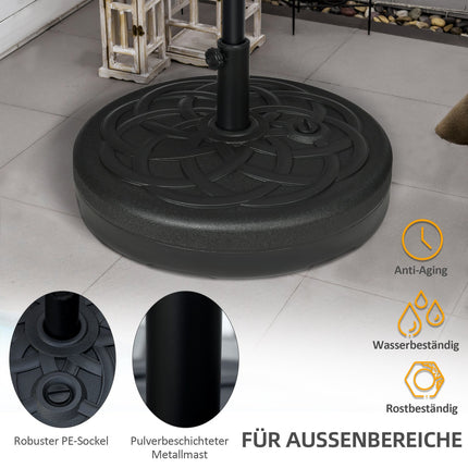 Parasolstandaard te vullen tot 35 kg Paraplubak, ronde parapluhouder, parasolgewicht, standaard voor parasol Ø38/48 mm, voor balkon, terras, tuin, zwart