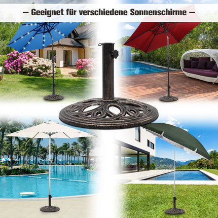 Sonnenschirmständer, stabiler Schirmständer aus robustem Gusseisen für 38 mm bis 48 mm Stangen