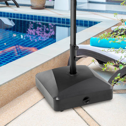 Pied de parasol à roulettes pour mâts Ø38/48mm, 43kg d'eau ou 60kg de sable, pied métallique stable pour jardin et terrasse