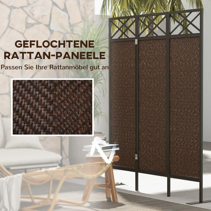 Gartenzimmerteiler, Rattan-Optik, UV-beständig, 148x181 cm