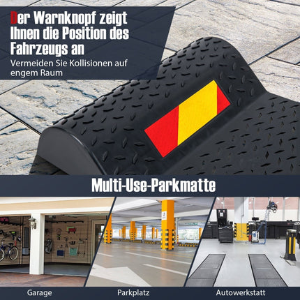 Parking Mats with Warning Stripe – Non-Slip Rubber, Set of 2