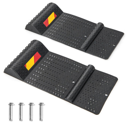 Parking Mats with Warning Stripe – Non-Slip Rubber, Set of 2
